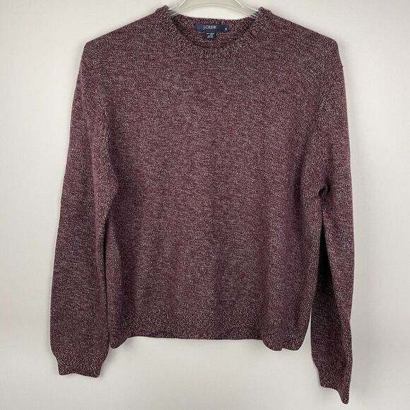 VINTAGE J Crew Sweater Men XL Burgundy 100% Merino Wool Crew Neck Preppy Classic - Picture 1 of 8